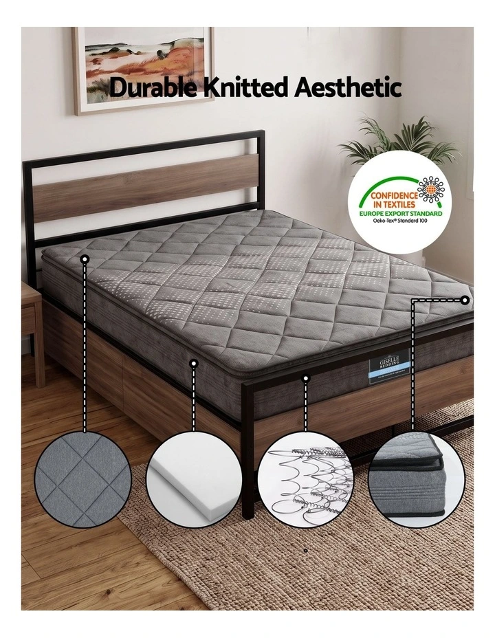 Giselle 18cm Queen Mattress Pillowtop and Artiss Metal Bed Frame Set With 2 drawers image 4