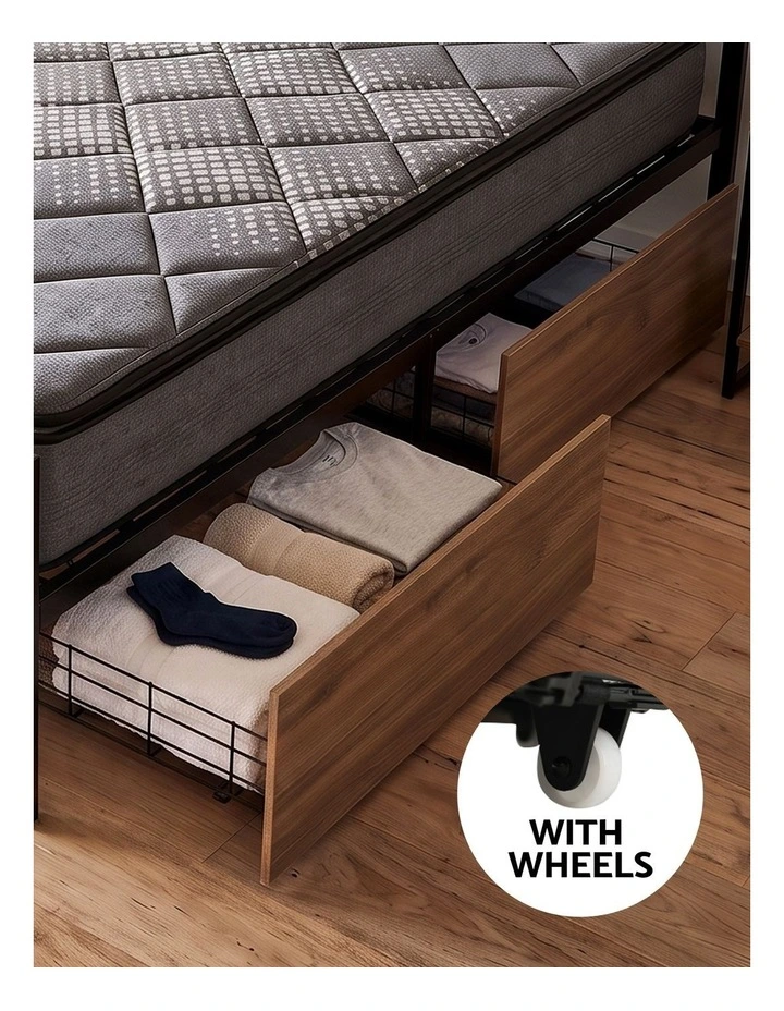 Giselle 18cm Queen Mattress Pillowtop and Artiss Metal Bed Frame Set With 2 drawers image 5
