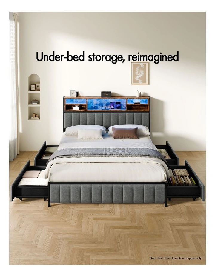 4x Trundle Drawers for Bed Frame Underbed Storage Wheels image 4