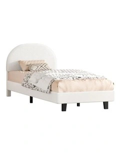 Bed Frame King Single Size Boucle Mattress Base Platform White