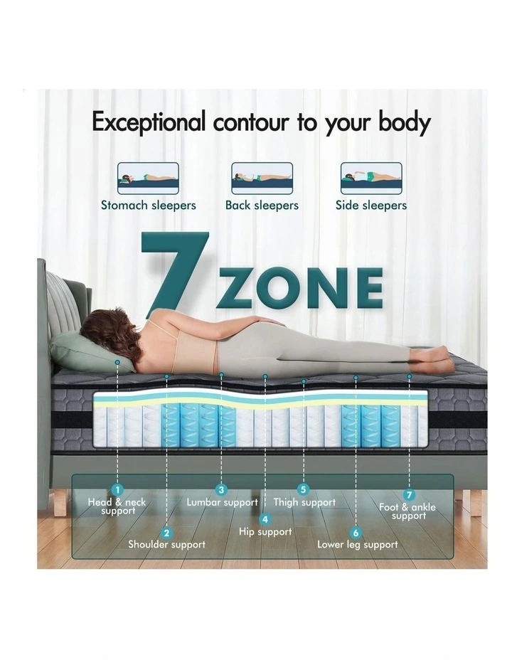 26cm Queen Hybrid Mattress Spring Foam Medium Firm 7 zone image 2