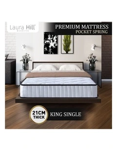 Laura Hill King Single Mattress 5-Zone Pocket Spring High Density Foam Hypoallergenic Bed