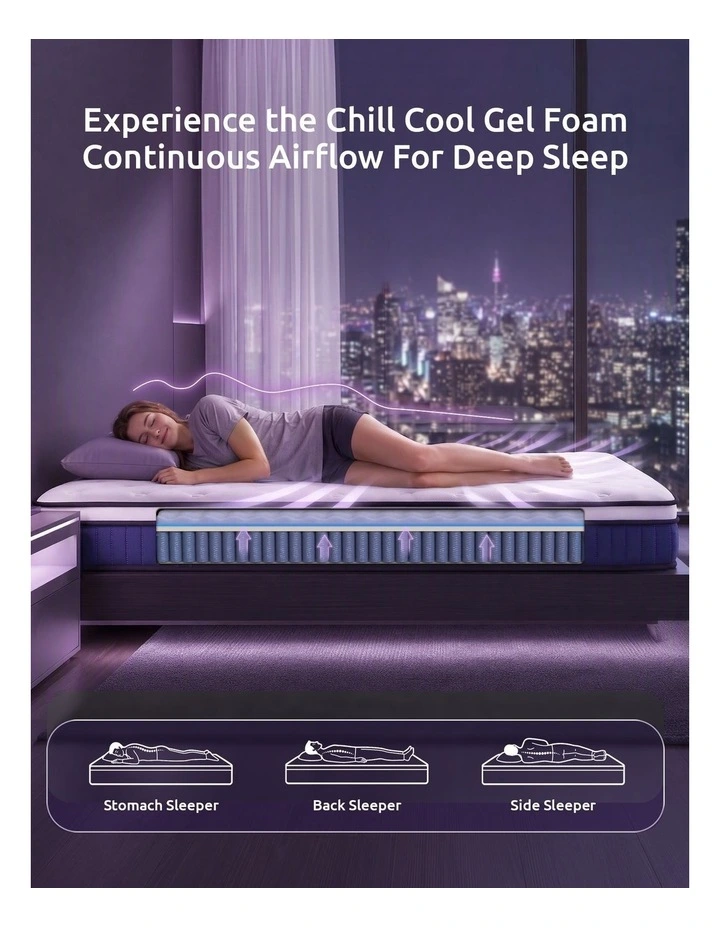Levitex Single Mattress 23CM Pocket Spring & Cooling Gel Foam Medium-Firm Support Box Bed image 6