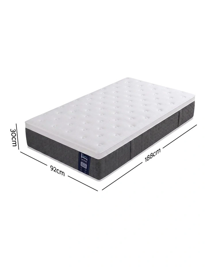 Levitex Single Mattress 30CM 5-Zone Pocket Spring Lumbar Support Edge Support Medium Firm image 2