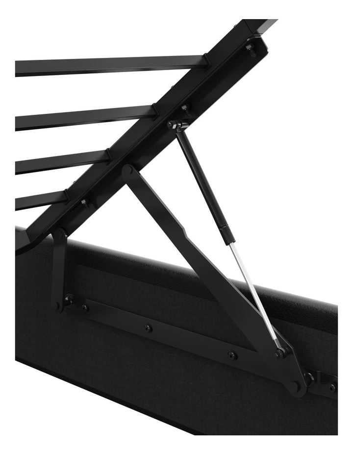 Gas Lift Bed with Storage Headboard, Black Faux Leather Upholstered Bed with LED and USB Charging image 7