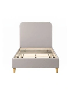 Artiss King Single Bed Frame with Headboard, Faux Linen Fabric Grey