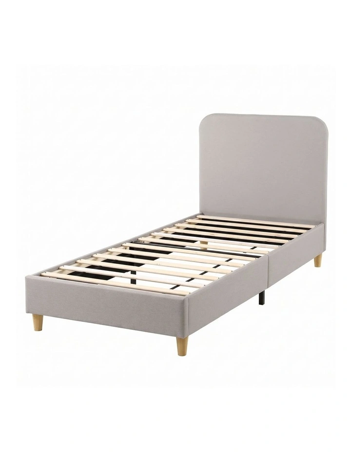 Artiss Single Bed Frame with Headboard, Faux Linen Fabric Grey image 3