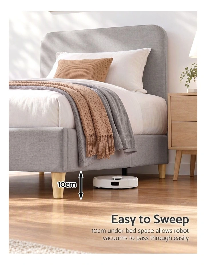 Artiss Single Bed Frame with Headboard, Faux Linen Fabric Grey image 4
