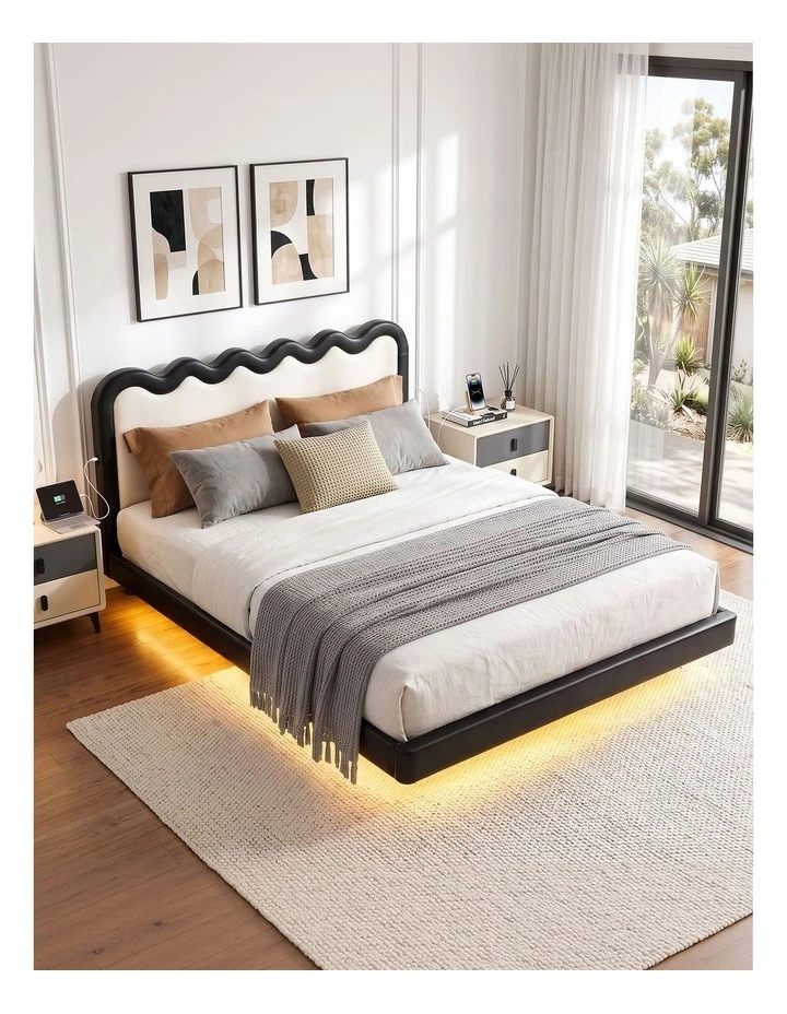 Artiss Queen Bed Frame, Floating Design with RGB LED and USB Charging image 6