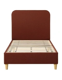 Artiss King Single Bed Frame with Headboard, Faux Linen Fabric Brown