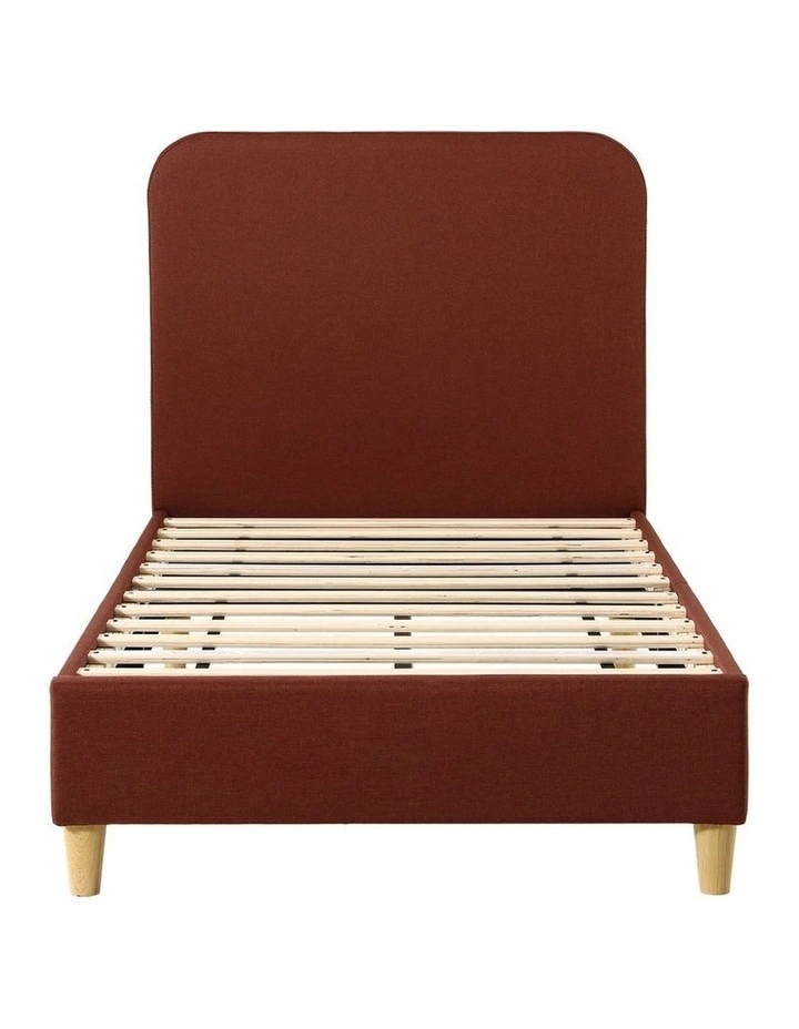 Artiss King Single Bed Frame with Headboard, Faux Linen Fabric Brown image 1