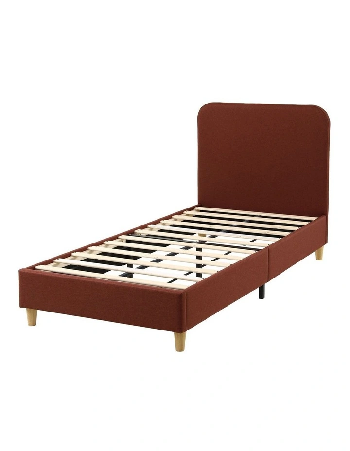 Artiss King Single Bed Frame with Headboard, Faux Linen Fabric Brown image 3