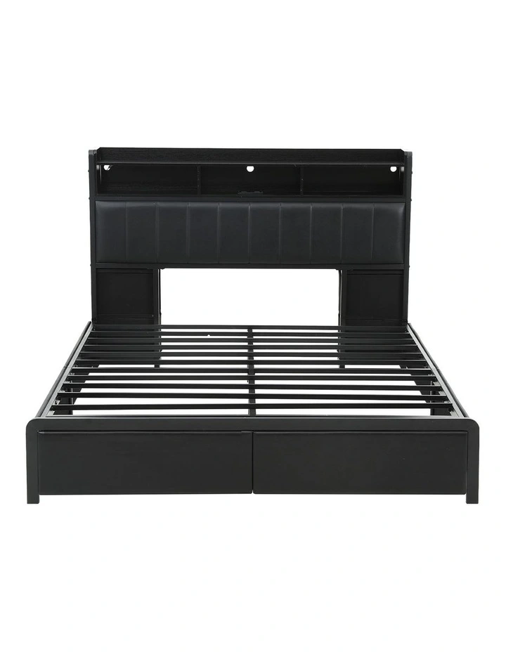 Artiss Queen Bed Frame with Storage Headboard, 2 Drawers, Charging Station& LED Light image 3