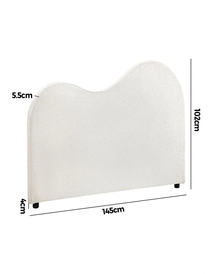Oikiture Bed Head Double Size Headboard Bedhead Boucle Fabric White image 3