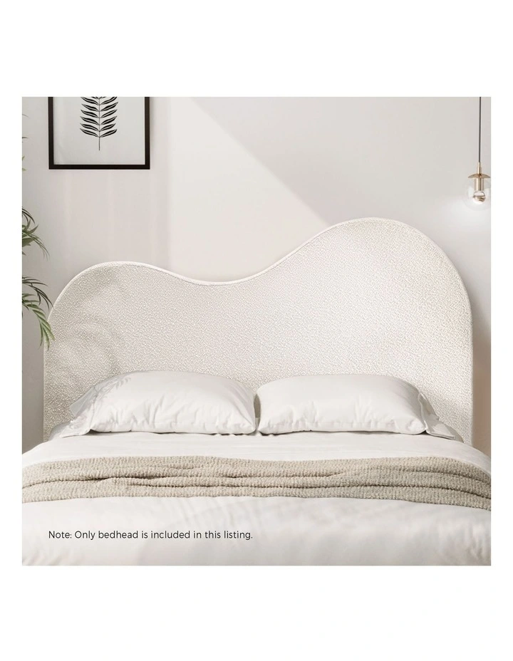 Oikiture Bed Head Double Size Headboard Bedhead Boucle Fabric White image 5