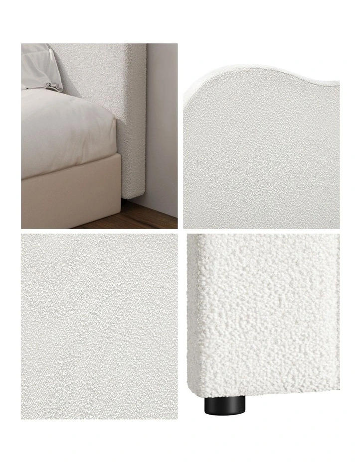 Oikiture Bed Head Double Size Headboard Bedhead Boucle Fabric White image 6