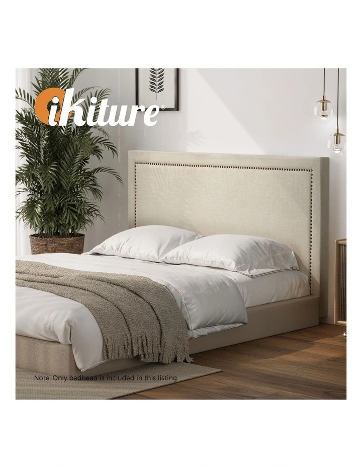Oikiture King Size Bed Headboard Bedhead Bedroom Furniture - Beige image 7