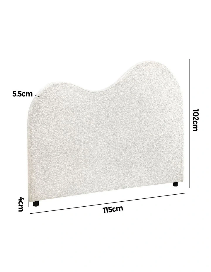 Oikiture Bed Head King Single Size Headboard Bedhead Boucle Fabric White image 3