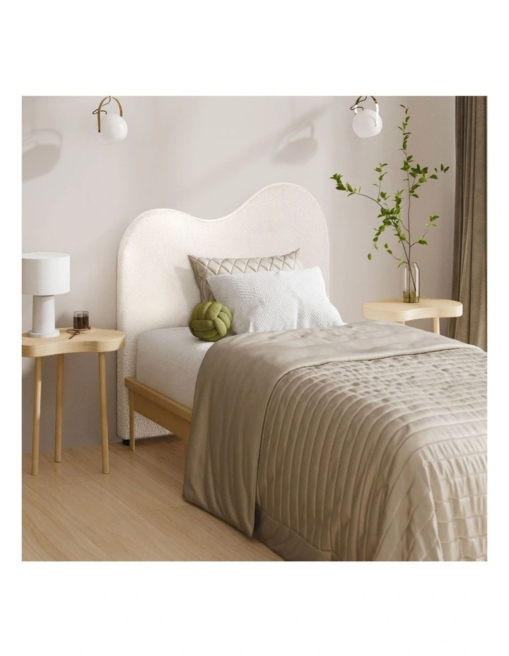 Oikiture Bed Head King Single Size Headboard Bedhead Boucle Fabric White image 4