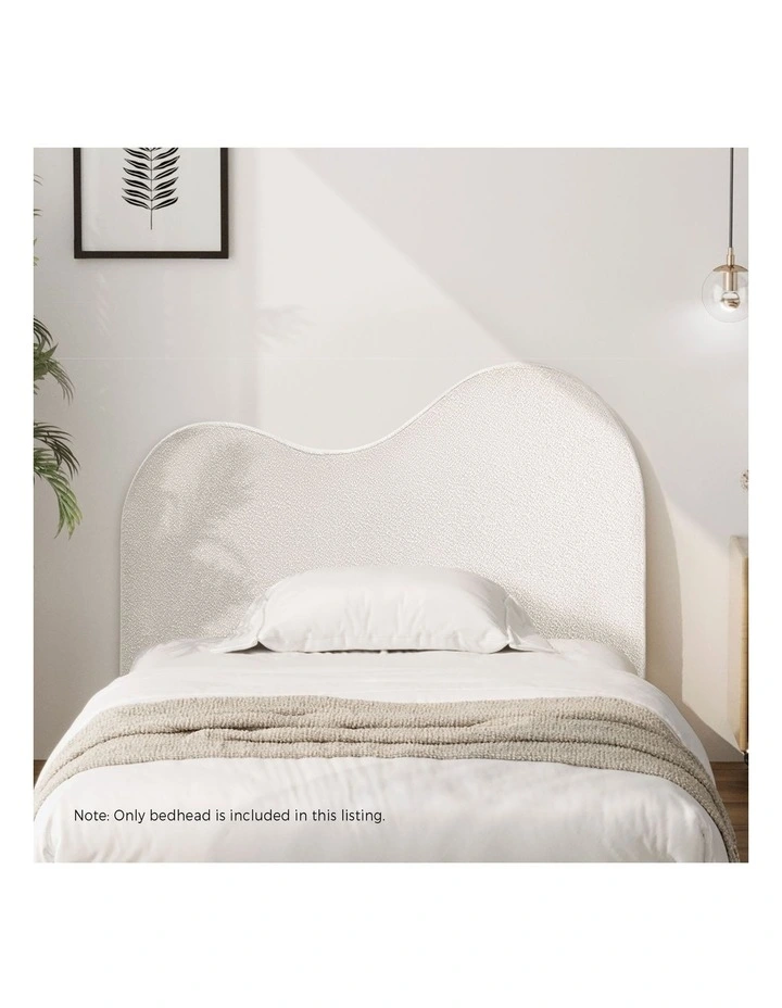 Oikiture Bed Head King Single Size Headboard Bedhead Boucle Fabric White image 5