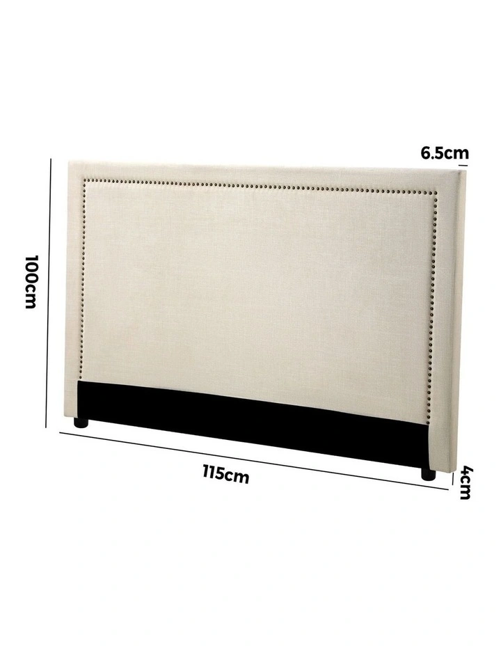 Oikiture King Single Bed Headboard Bedhead Bedroom Furniture - Beige image 3