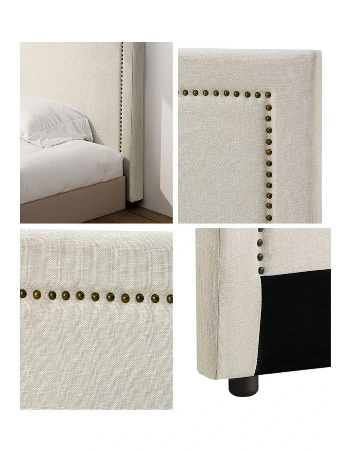 Oikiture King Single Bed Headboard Bedhead Bedroom Furniture - Beige image 6
