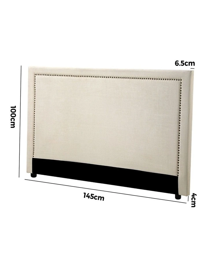 Oikiture Double Size Bed Headboard Bedhead Bedroom Furniture - Beige image 3