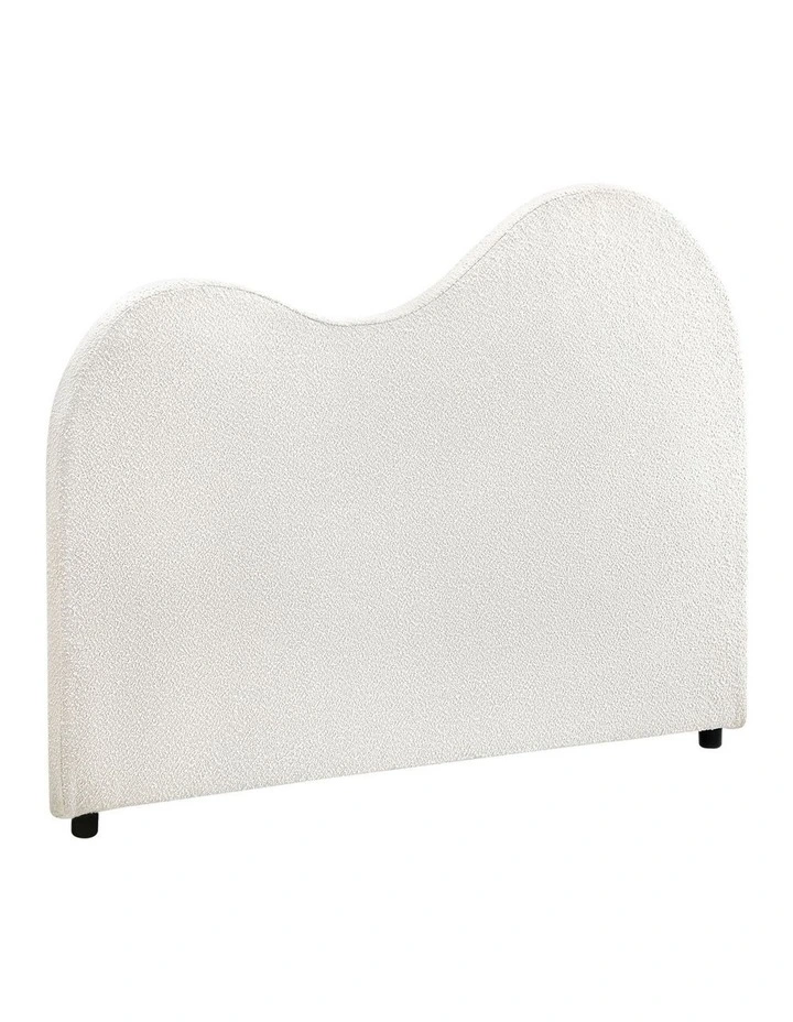 Oikiture Bed Head King Size Headboard Bedhead Boucle Fabric White image 1