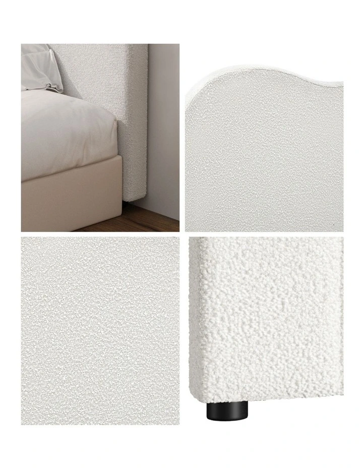 Oikiture Bed Head King Size Headboard Bedhead Boucle Fabric White image 6