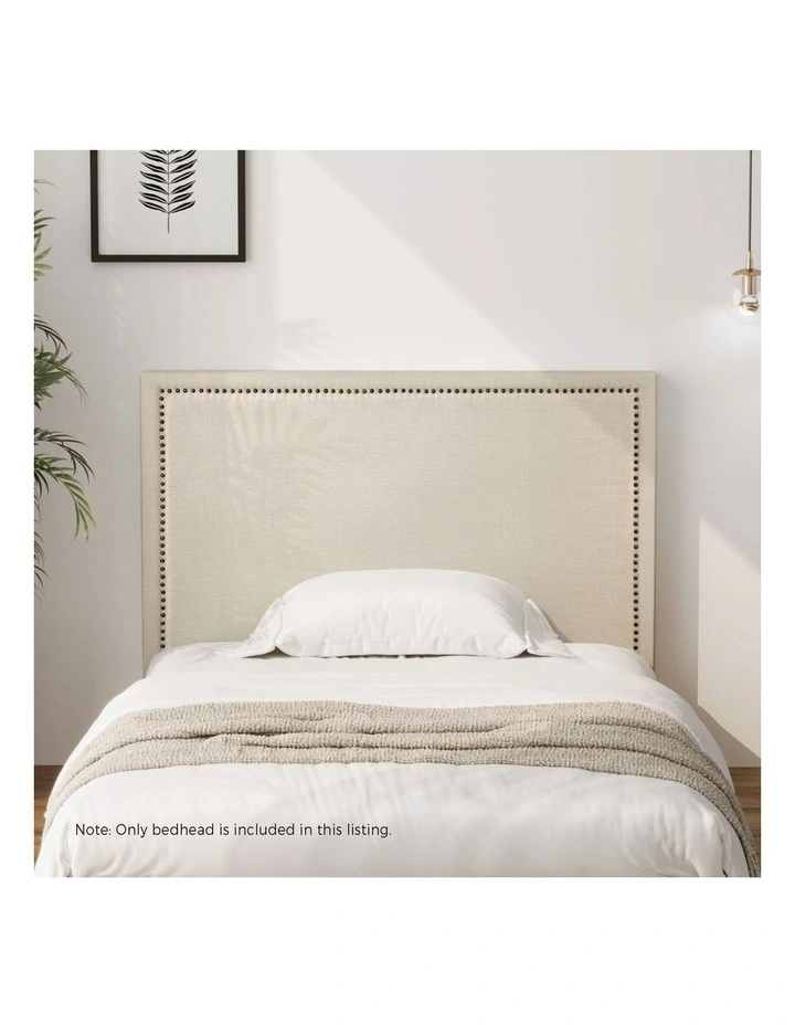 Oikiture Single Bed Headboard Bedhead Bedroom Furniture - Beige image 5