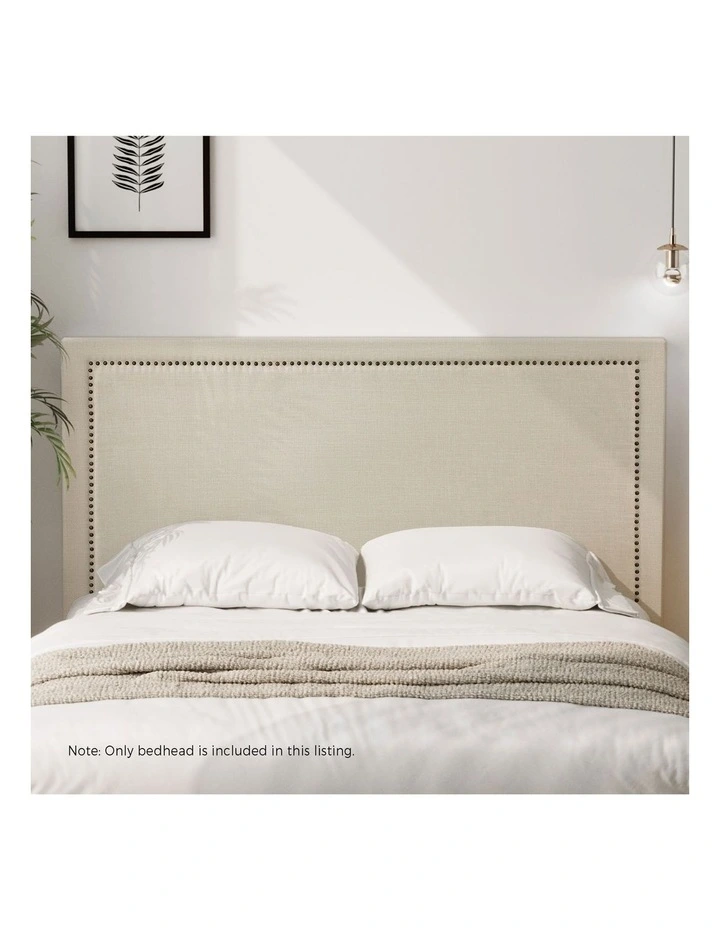 Oikiture Queen Size Bed Headboard Bedhead Bedroom Furniture - Beige image 5