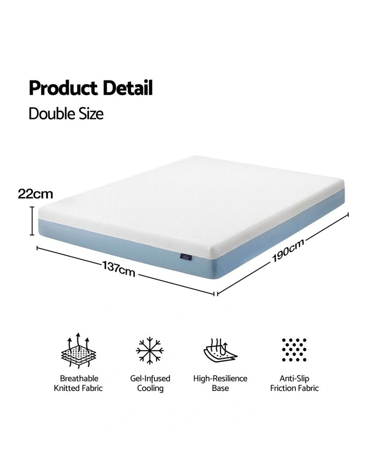 Giselle 22cm Cooling Gel Memory Foam Mattress Double Medium Firm image 2