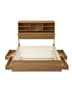 Artiss King Single Bed Frame with Storage, 4 Drawers, USB and Night Light Natural