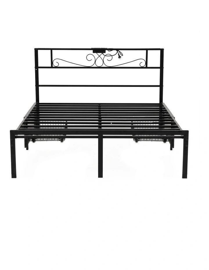 Artiss Queen Bed Frame with Charging Station & Storage Drawers Metal image 3
