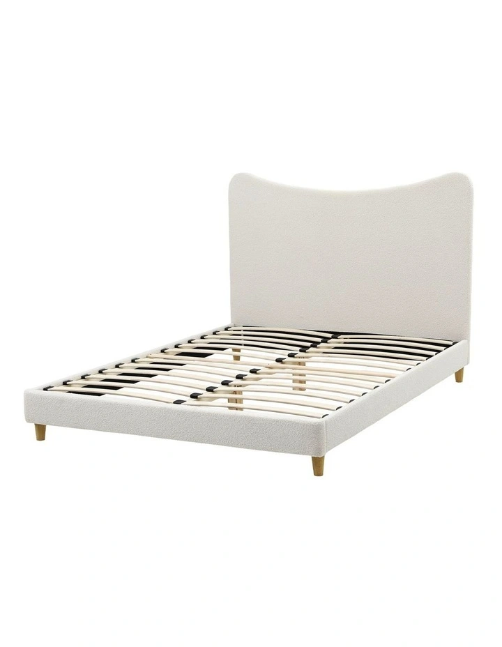 Artiss Queen Bed Frame with Boucle Headboard, Beige, 300kg Capacity image 1