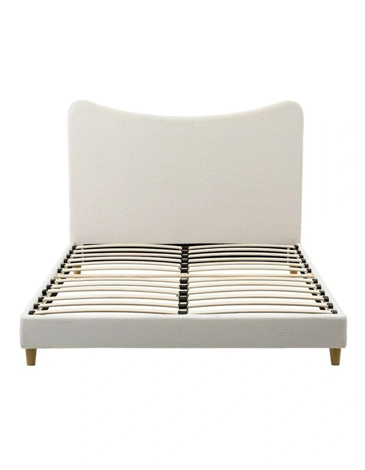 Artiss Queen Bed Frame with Boucle Headboard, Beige, 300kg Capacity image 3