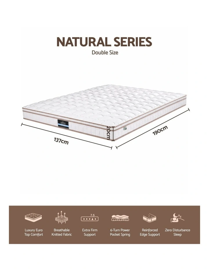 Giselle 20cm Firm Double Mattress Pocket Spring for Bedroom or Guest Room image 3
