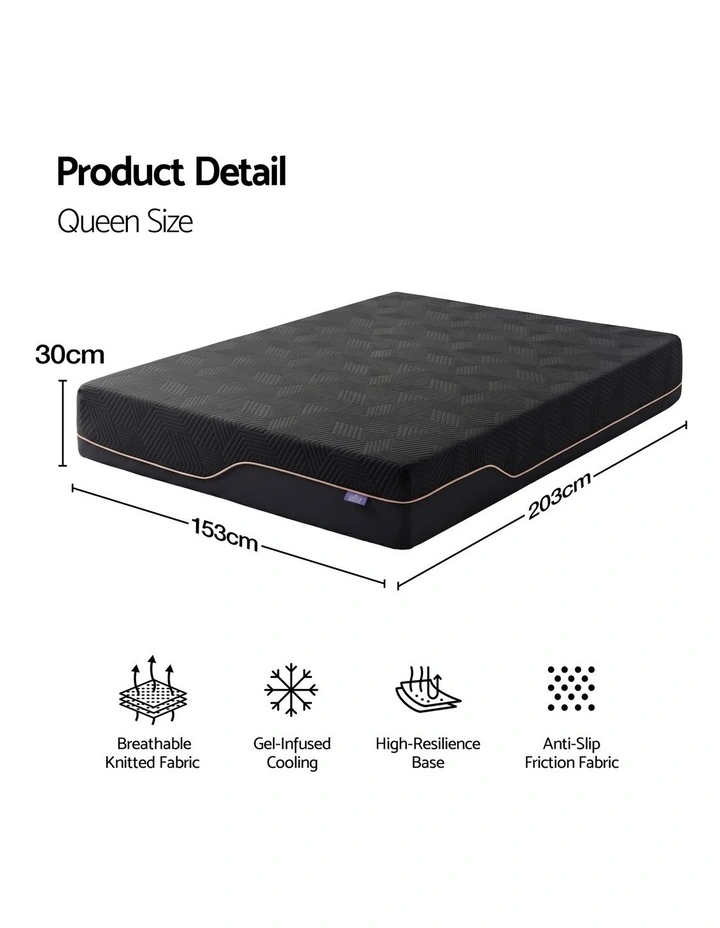 Giselle Queen Cooling Memory Foam Mattress Medium Firm with Gel Comfort 30cm image 2