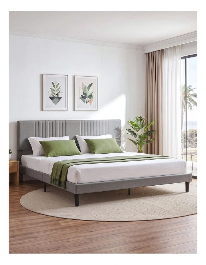 Artiss King Bed Frame with Adjustable Headboard, Grey, 300kg Capacity image 6