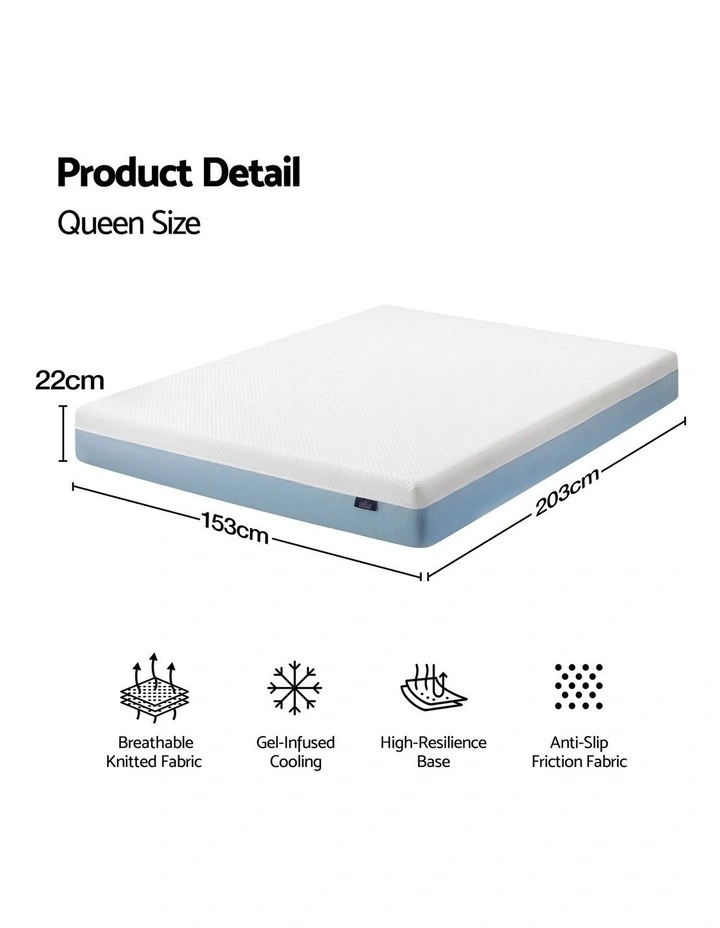 Giselle 22cm Cooling Gel Memory Foam Mattress Queen Medium Firm image 2