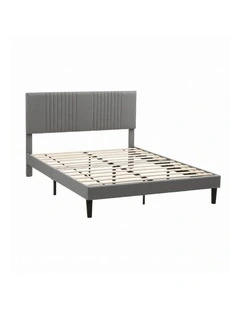 Artiss Double Bed Frame with Adjustable Headboard, Grey, 300kg Capacity