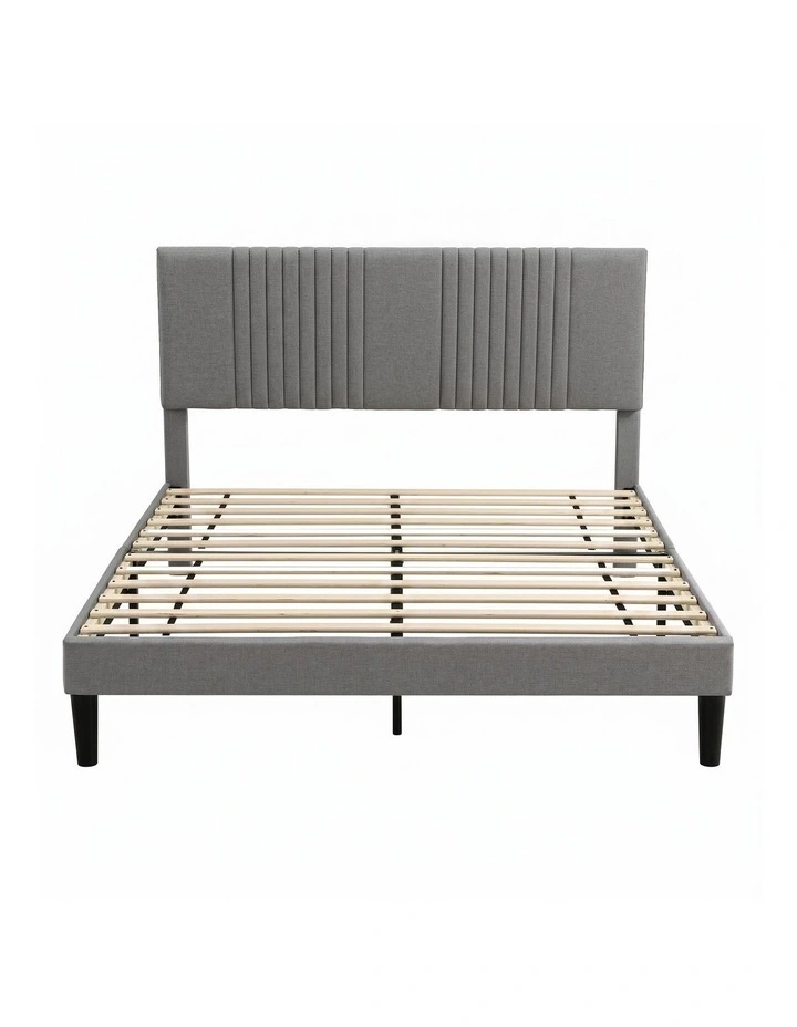 Artiss Double Bed Frame with Adjustable Headboard, Grey, 300kg Capacity image 3