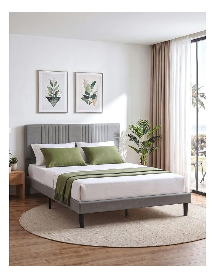 Artiss Double Bed Frame with Adjustable Headboard, Grey, 300kg Capacity image 6