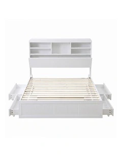 Artiss King Single Bed Frame with Storage, 4 Drawers, USB and Night Light White