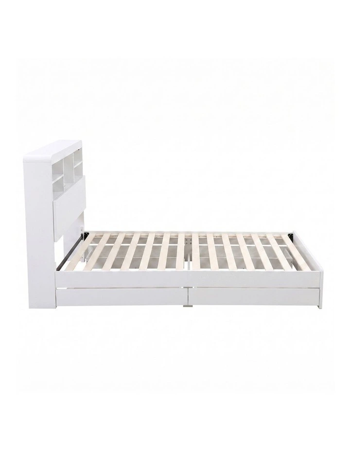Artiss King Single Bed Frame with Storage, 4 Drawers, USB and Night Light White image 3