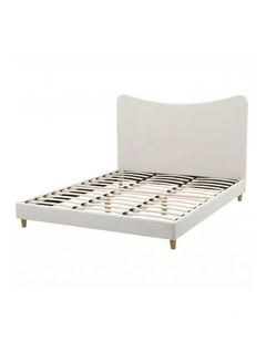 Artiss King Bed Frame with Boucle Headboard, Beige, 300kg Capacity