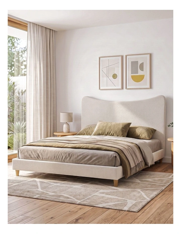 Artiss King Bed Frame with Boucle Headboard, Beige, 300kg Capacity image 6