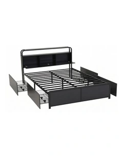 Artiss Queen Metal Bed Frame 4 Drawers Hidden Storage Headboard HEDY