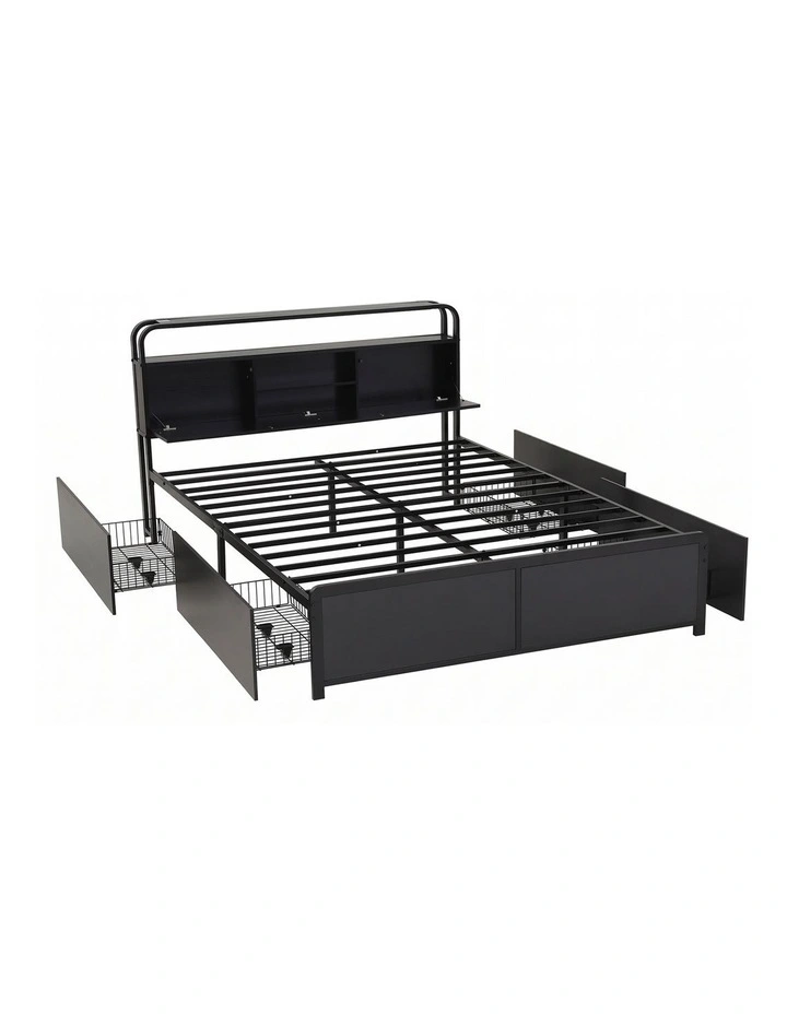 Artiss Queen Metal Bed Frame 4 Drawers Hidden Storage Headboard HEDY image 1