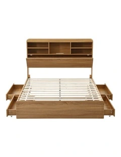 Artiss Double Bed Frame with Storage, 4 Drawers, USB and Night Light Natural